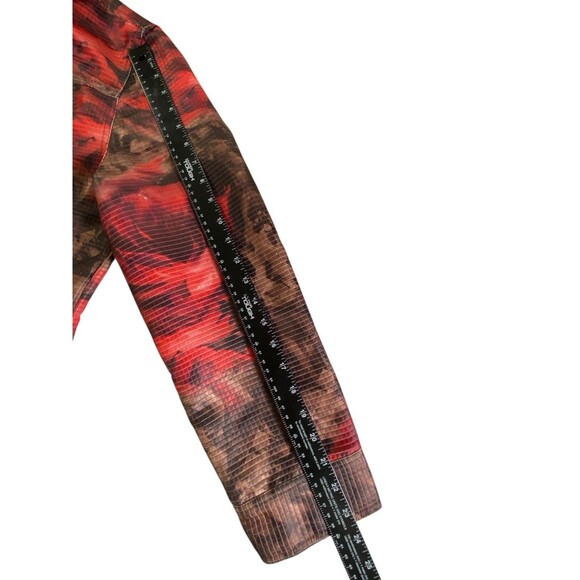 Sara Isabella Brown Red Floral Textured Squares Trucker Jacket Womens XL - Picture 7 of 10